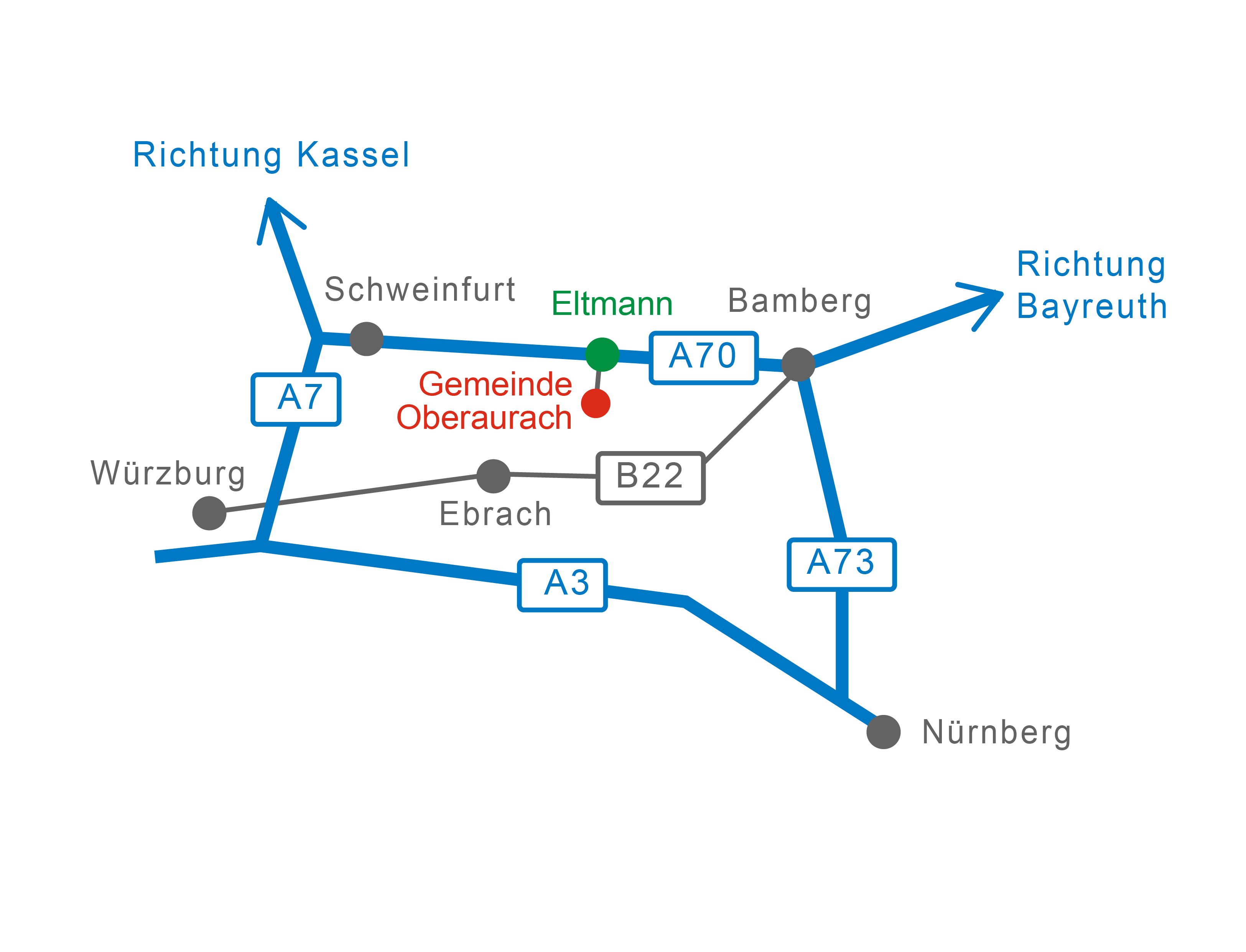 Karte Autobahnverbindung nach Trossenfurt